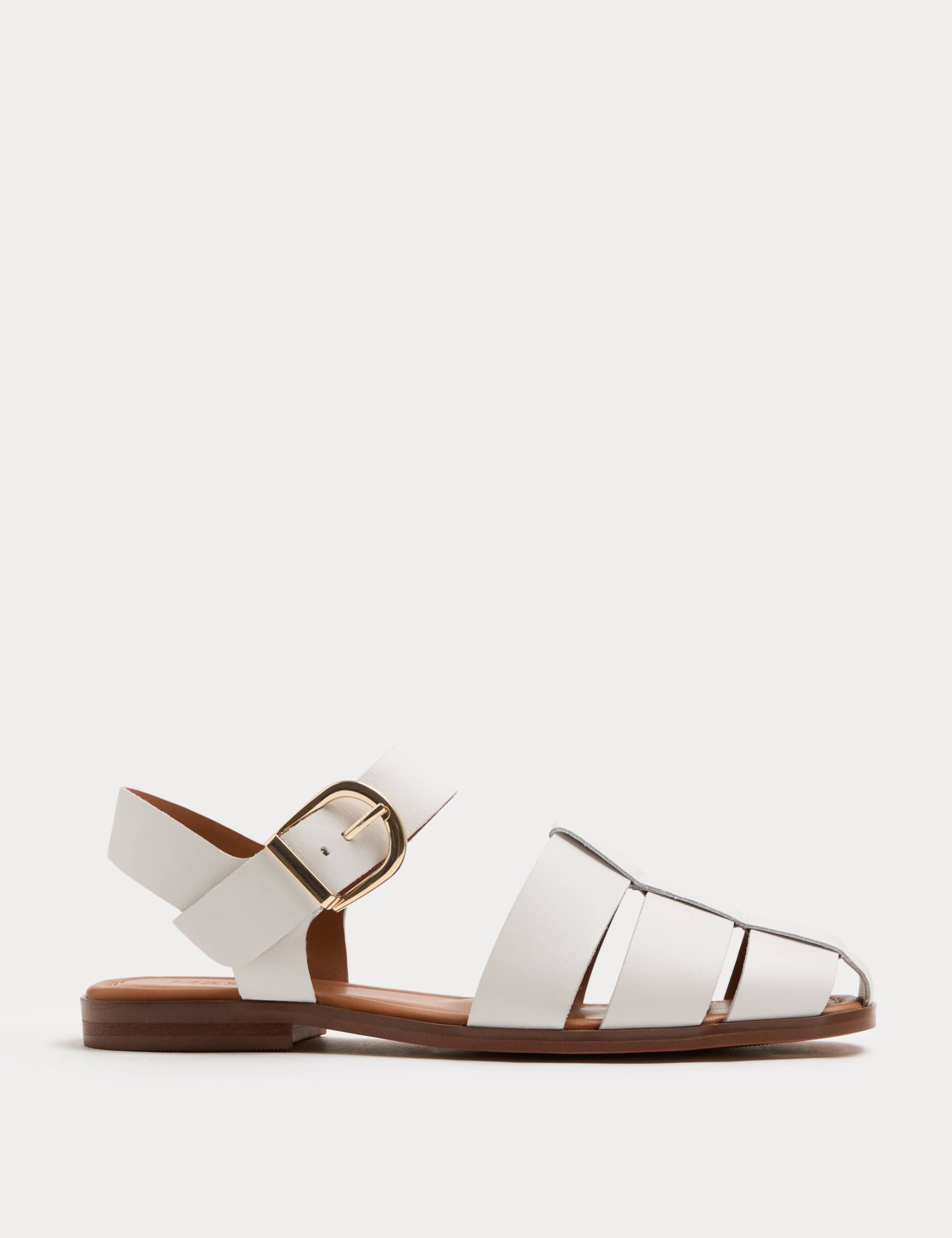 Leather Buckle Flat Fisherman Sandals