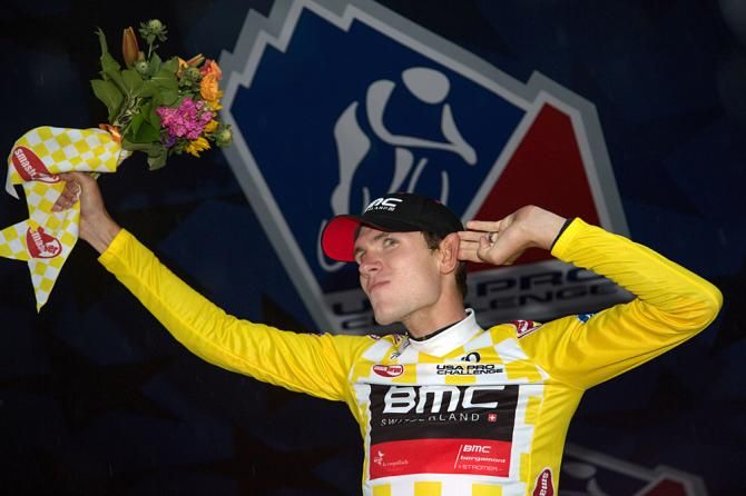 Tejay van Garderen (BMC) enjoys the cheers of the crowd in Vail