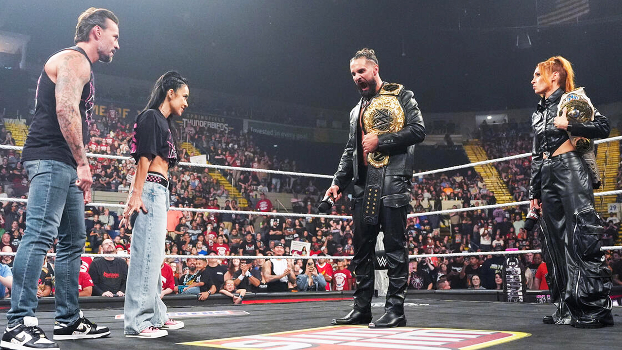 CM Punk and AJ Lee face off with Seth Rollins and Becky Lynch on the WWE Raw episode before WWE Wrestlepalooza 2025