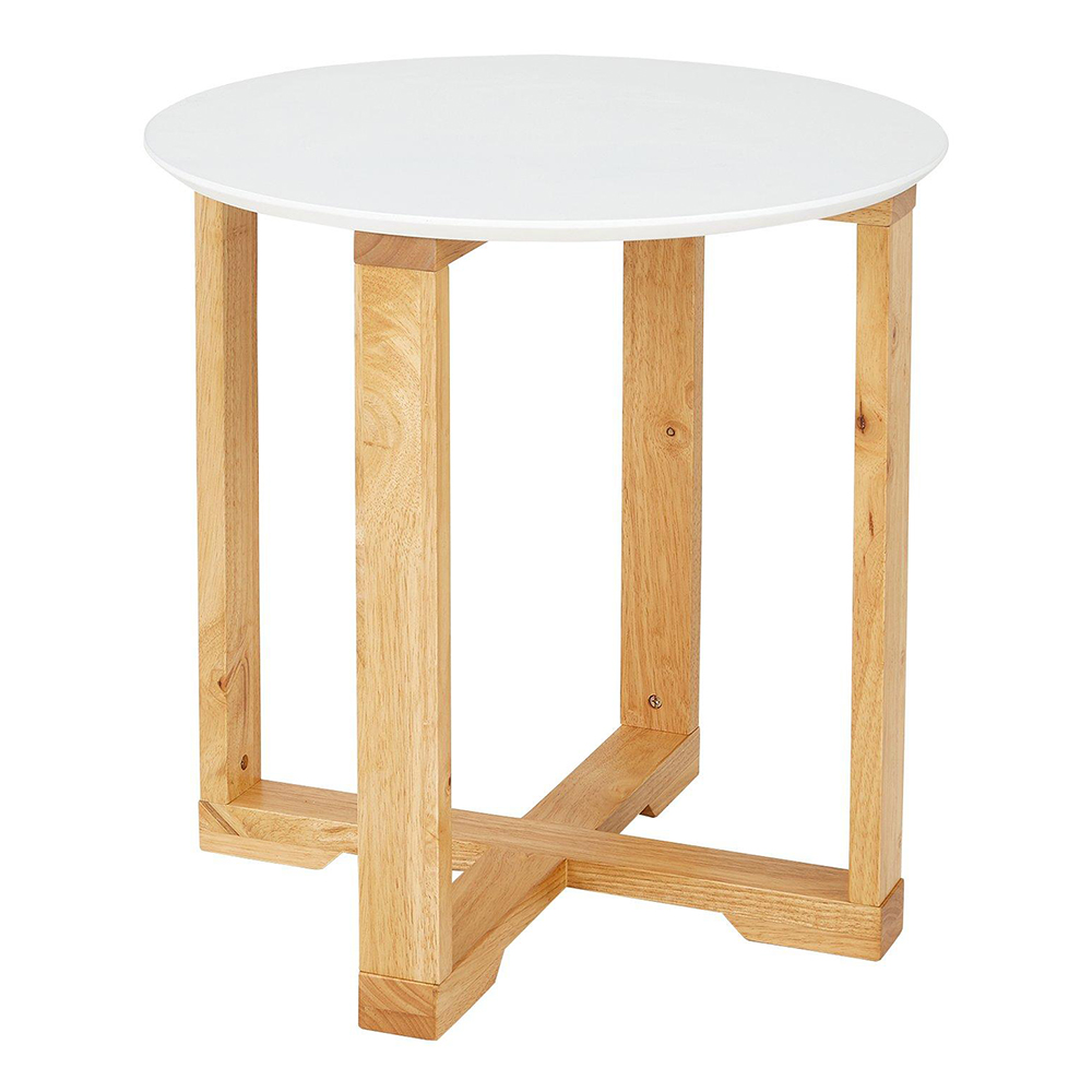 multipurpose bedside wooden round table with white top