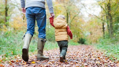 Father and son in wellies