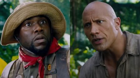 Kevin Hart and Dwayne Johnson in Jumanji: Welcome to the Jungle.
