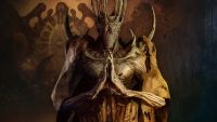 A demonic king praying
