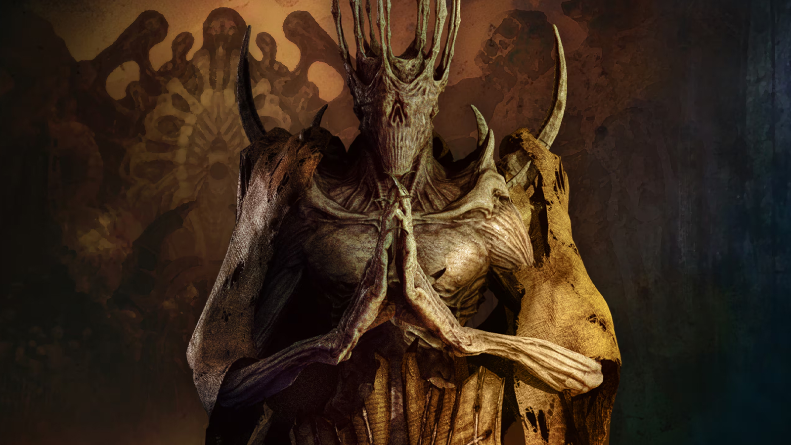 A demonic king praying