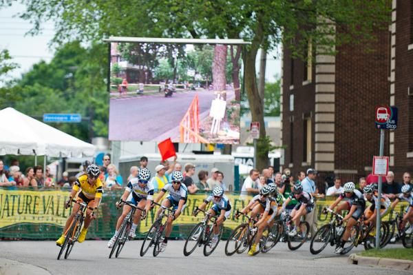 Carmen Small (Optum p/b Kelly Benefit Strategies) takes charge of the front heading into a time bonus sprint lap