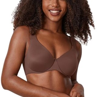 Delimira Women's Minimiser Bra Plus Size Non Padded Underwired Seamless Comfort Bras Brown Violet 34b