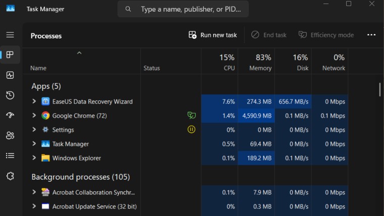 EaseUS CPU utilization