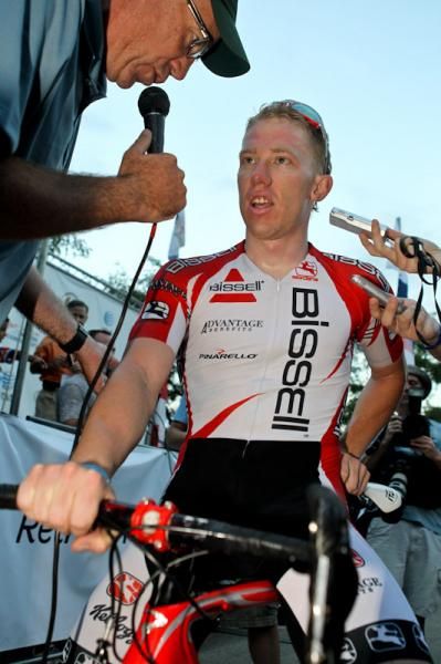 Daniel Holloway (Bissell) is interviewed after his big win.