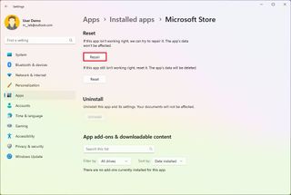 Microsoft Store repair option