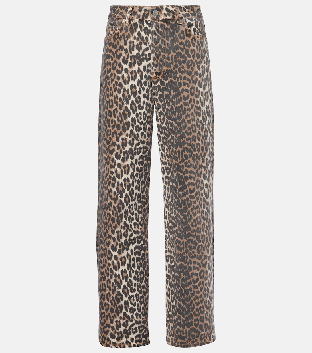 Izey Leopard-Print Straight Jeans