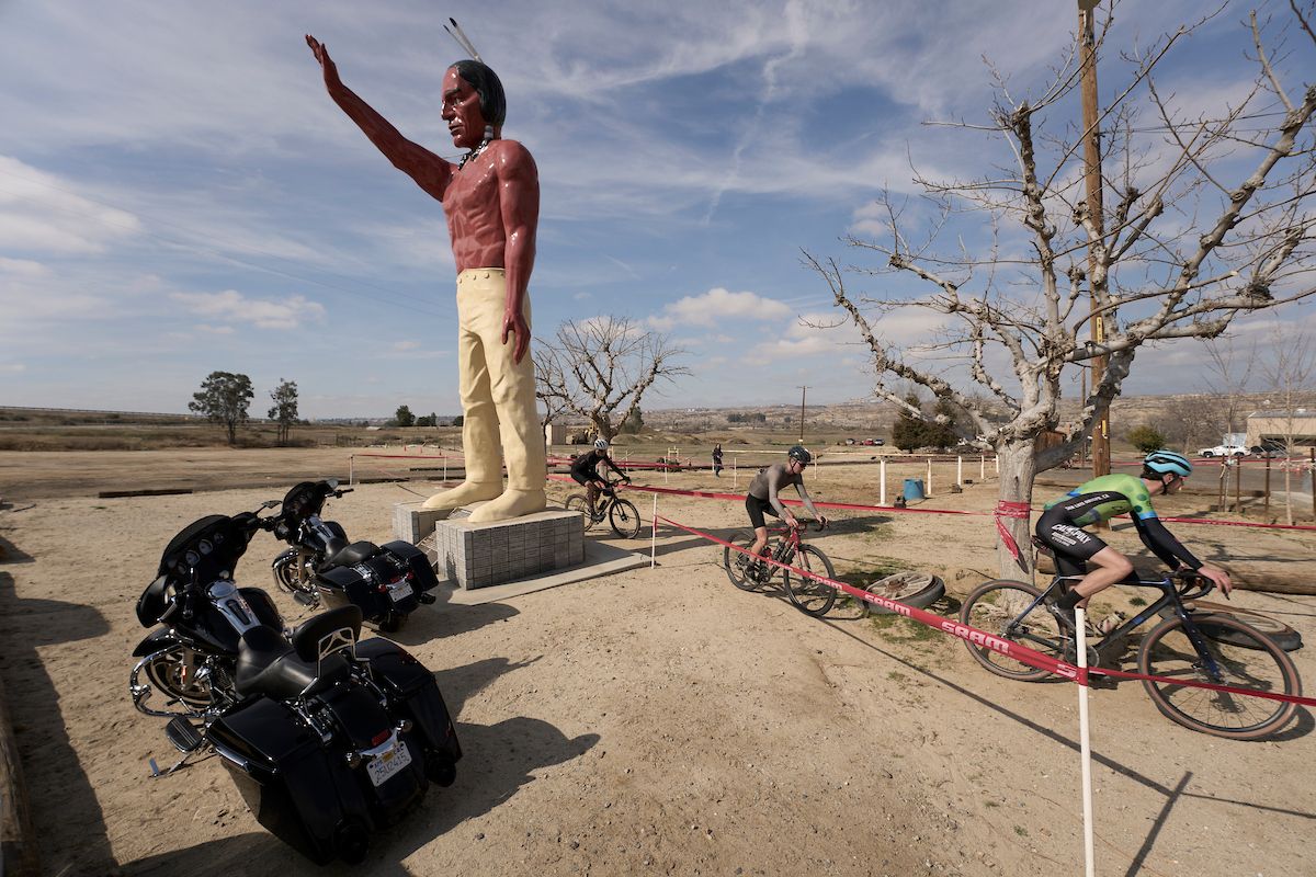 The famous 24-foot fiberglass statue called 'Big Indian' was on the course at Ethel's Old Corral Cafe
