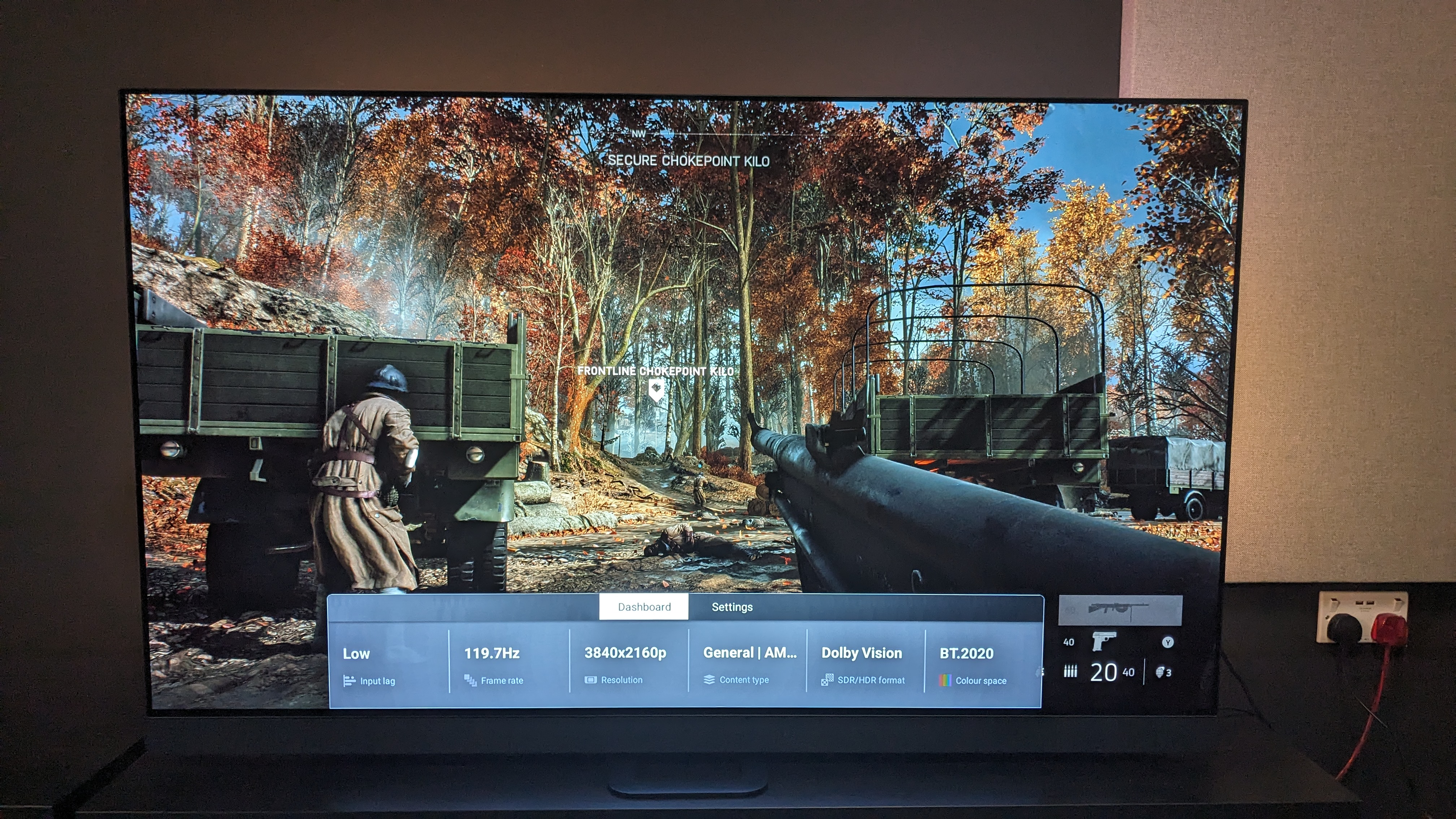 Philips OLED908 with battlefield V on screen