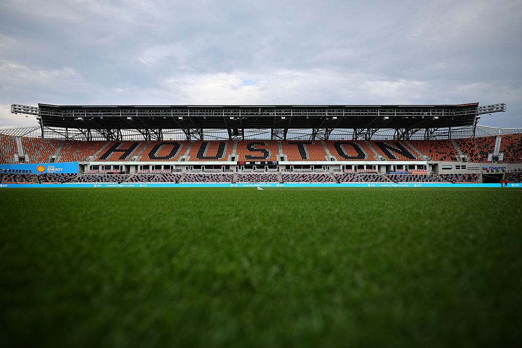 A general view of the pitch before a match between Houston Dynamo FC and San Jose Earthquakes at Shell Energy Stadium on August 23, 2025 in Houston, Texas