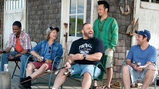 (L-R) Chris Rock, David Spade, Kevin James, Rob Schneider and Adam Sandler in "Grown Ups" (2010).