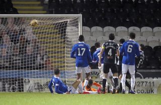 St Mirren's Conor McCarthy (right) scores his side's third goal