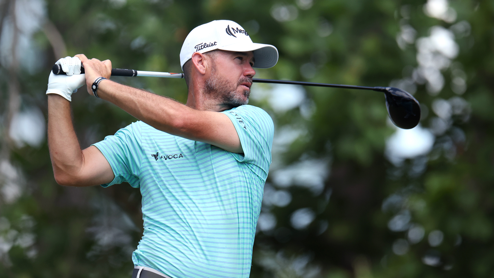 Brian Harman hits a driver off the tee