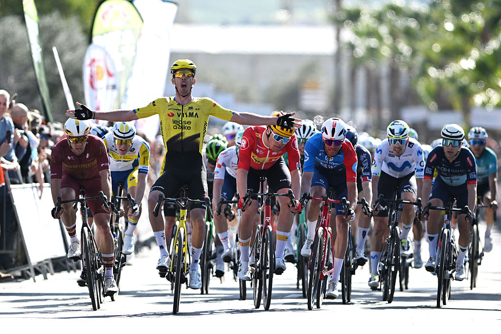 2026 Vuelta a Andalucia stage 1: Christophe Laporte takes the victory, Ben Oliver (l) places third for Modern Adventure