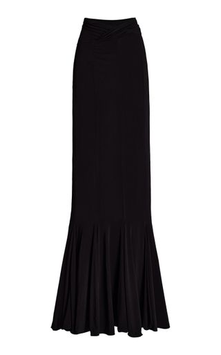 V-Waist Flared Jersey Maxi Skirt