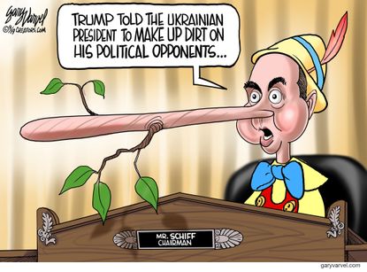 Political Cartoon U.S. Adam Schiff Ukraine Pinocchio Trump impeachment