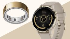 Oura Ring vs Garmin devices sitting side by side
