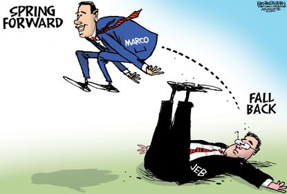 Political cartoon U.S. Rubio Bush 2016