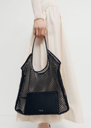 mango, Mesh Pattern Shopper Bag - Women