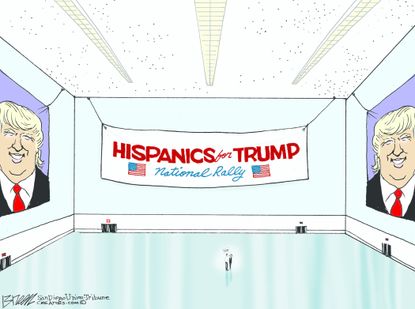 Political cartoon U.S. Hispanics for Trump