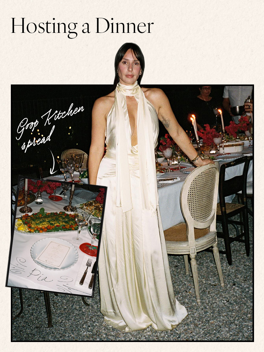 Pia Baroncini in satin dress
