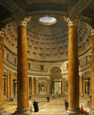 The Interior of the Pantheon, Rome, looking North from the Main Altar to the Entrance, 1732 (oil on canvas)