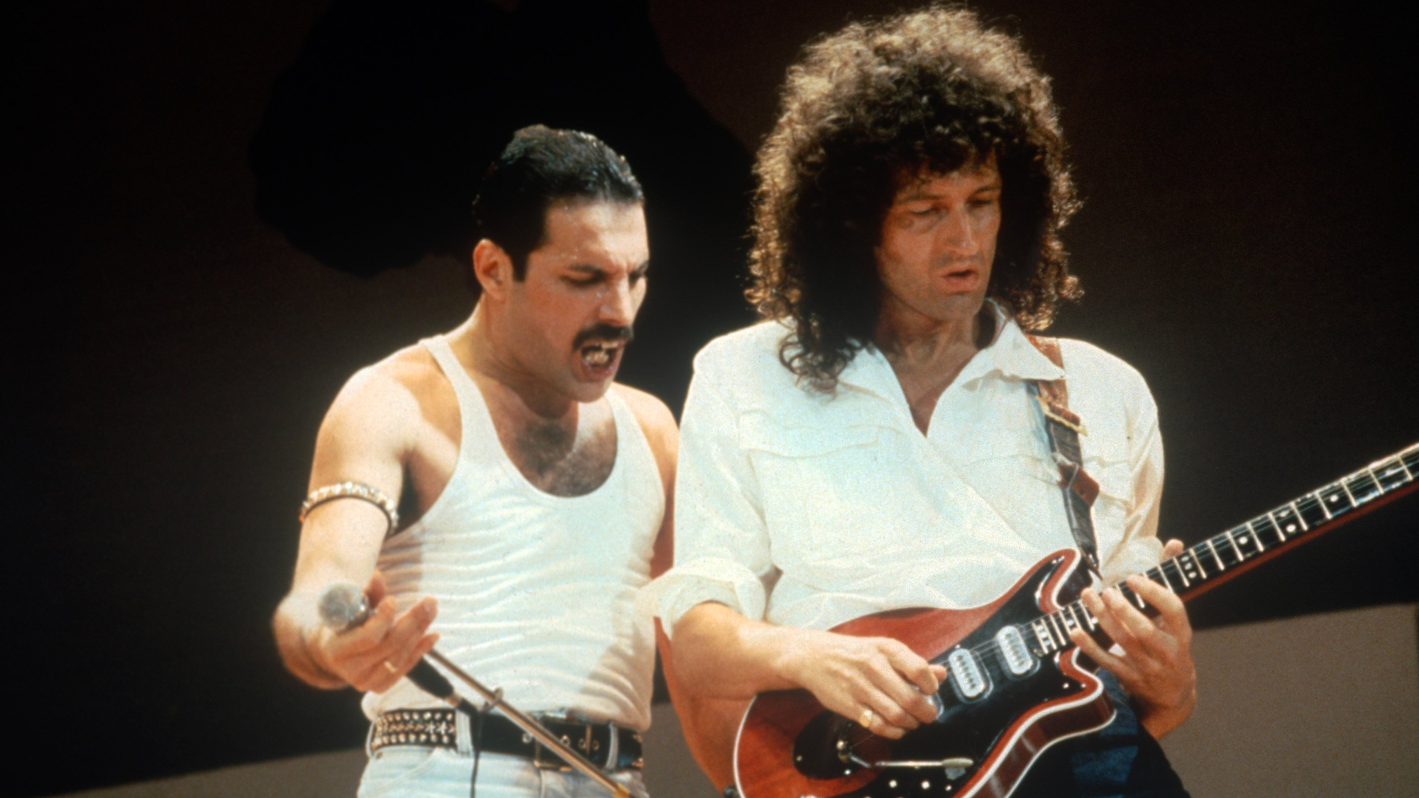 Freddie Mercury and Brian May at Live Aid