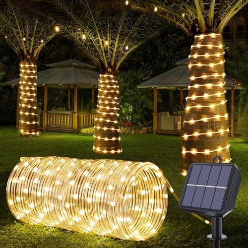 Solar Rope Lights, 66ft 200led Solar String Lights, 8 Modes, Waterproof
