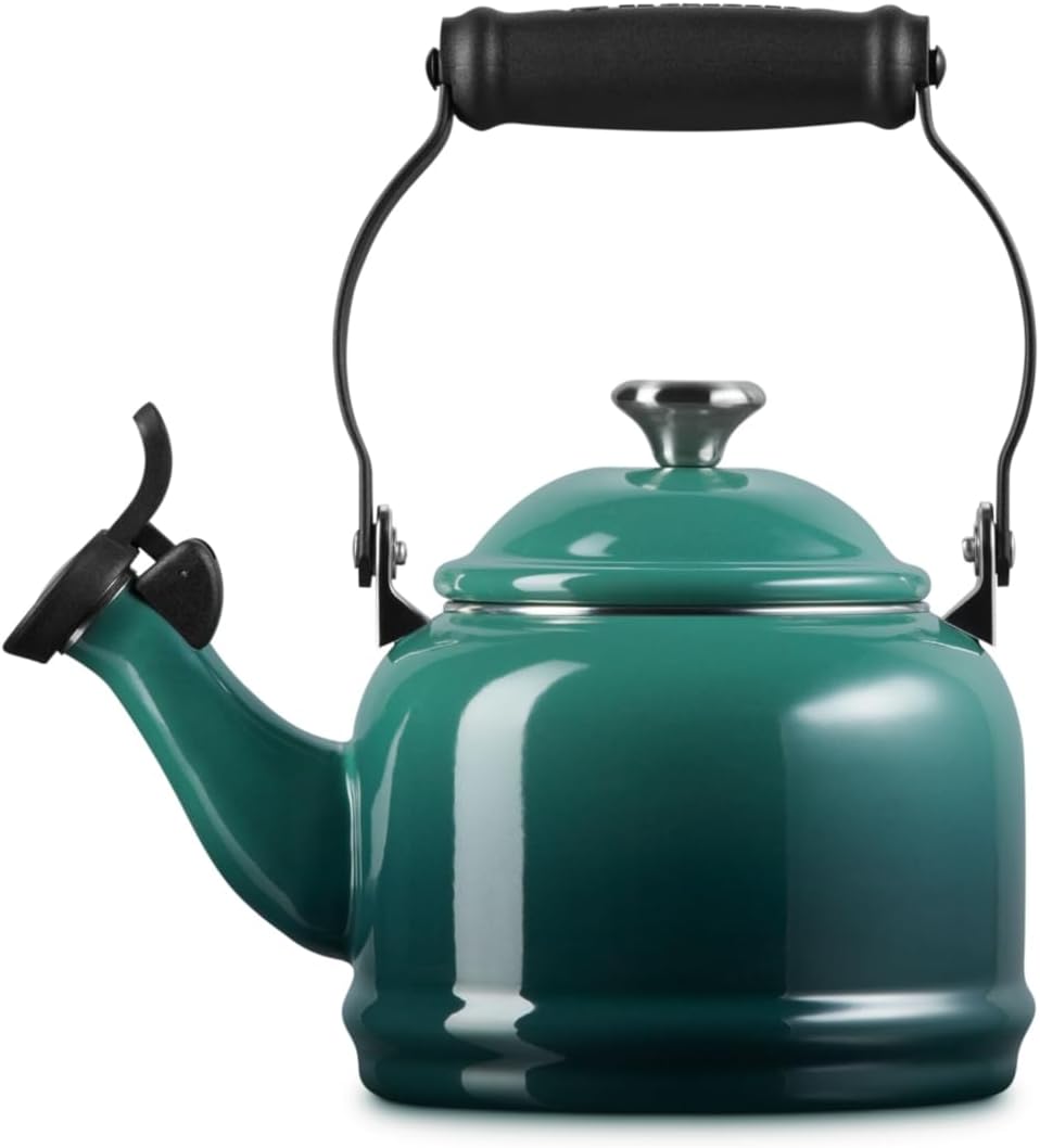 Le Creuset, Le Creuset Enamel on Steel Demi Tea Kettle With Metal Finishes, 1.25 Qt., Artichaut