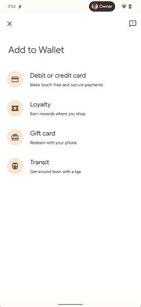 Nova interface da Google Wallet