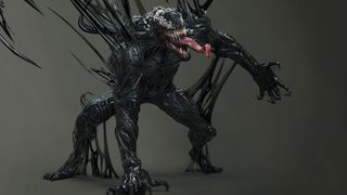 Venom concept sketch with oil stretching between his extended limbs