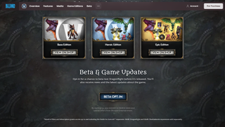 The Dragonflight beta opt in button