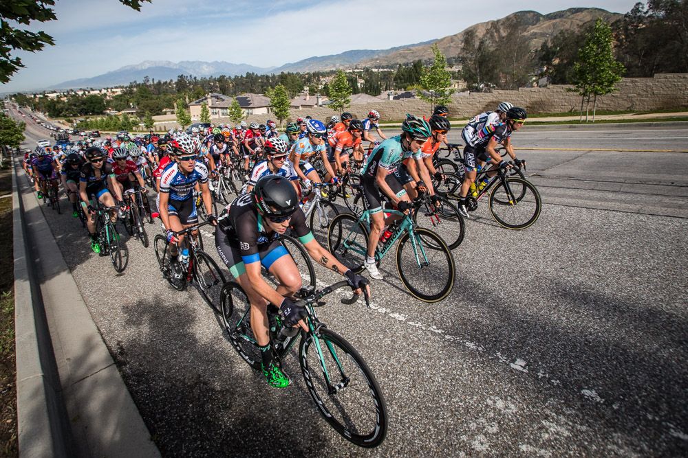 The women come by for another lap up the climb