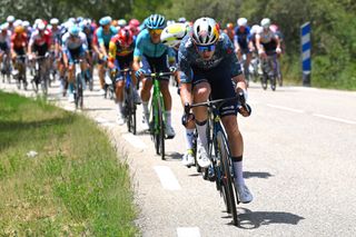 SUPERDEVOLUY LE DEVOLUY FRANCE JULY 17 Wout Van Aert of Belgium and Team Visma Lease a Bike attacks during the 111th Tour de France 2024 Stage 17 a 1778km stage from SaintPaulTroisChateaux to Superdevoluy 1500m UCIWT on July 17 2024 in Superdevoluy Le Devoluy France Photo by Tim de WaeleGetty Images