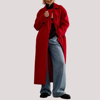 flat lay image of red coat