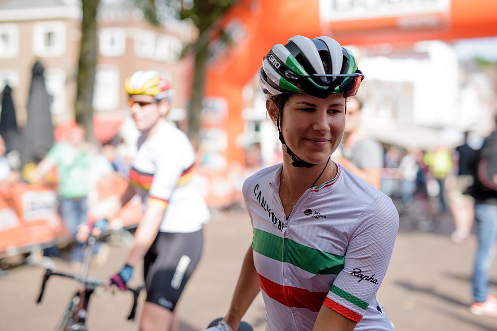 Elena Cecchini (CANYON//SRAM Racing) makes her way to the sign in stage at the 116 km Stage 5 of the Boels Ladies Tour 2016
