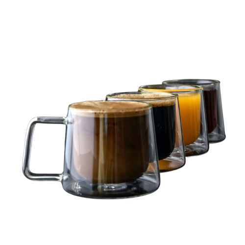 Double Walled Glass Coffee Drink Mug with Handle 8.5oz