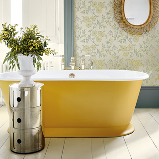 bathroom with yellow bathtub