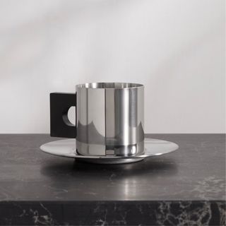 Louise Roe Stainless Steel Cup and Saucer Set