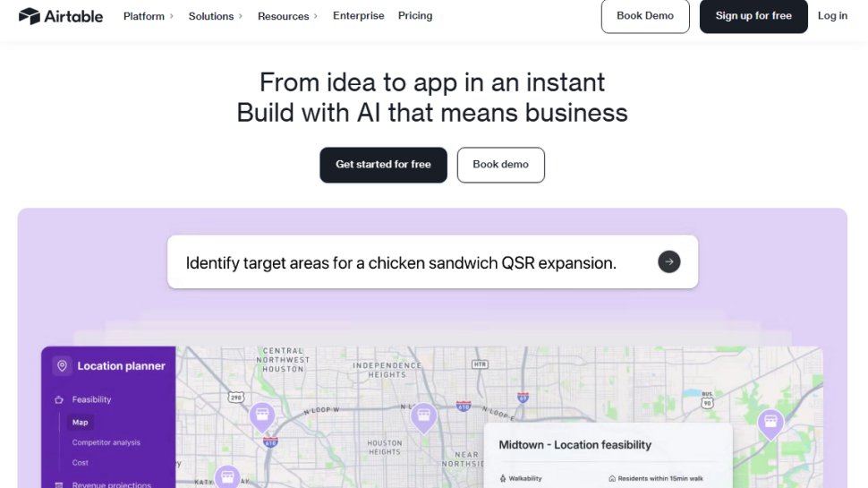 Website screenshot of Airtable (December, 2025)