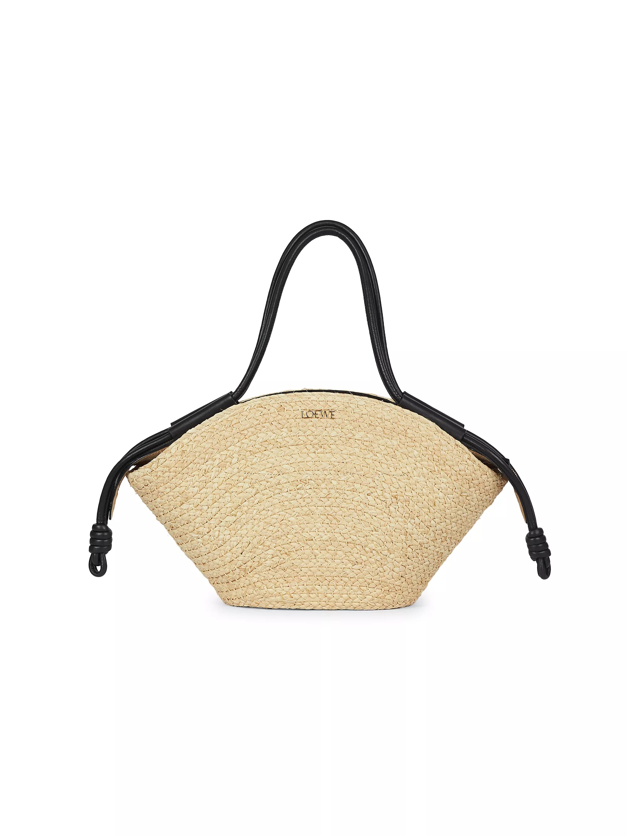 Small Paseo Raffia & Leather Basket Bag