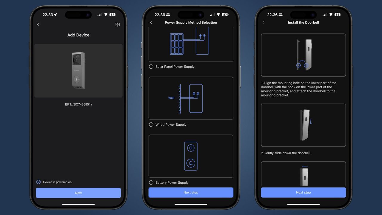 EZViz EP3x Pro video doorbell app