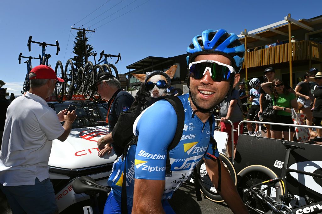 Michael Matthews took a special friend to the stage 4 Tour Down Under sign-on