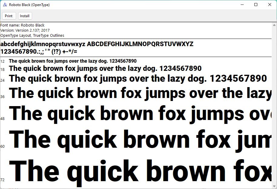 Font file preview