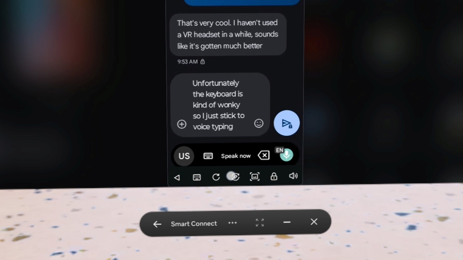 Google Messages and Gboard voice typing via Smart Connect on the Quest 3