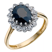 9ct Yellow Gold Sapphire &amp; Diamond Ring, £550 | H Samuel