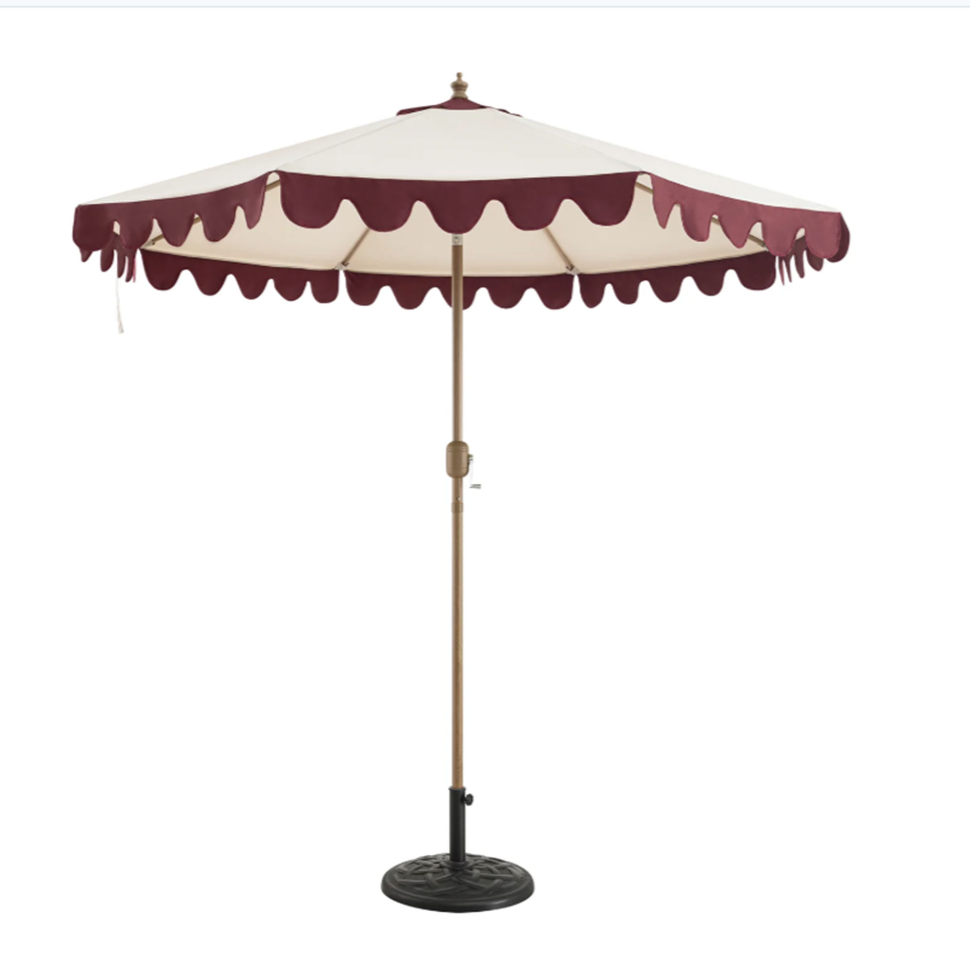 Cream parasol with red trim